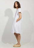 Cotton Poplin Pleated Sleeve Dress