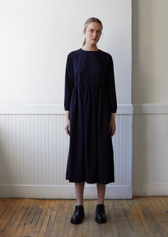 Women Starry night Wool Jacquard Twill Dolman Sleeve Dress
