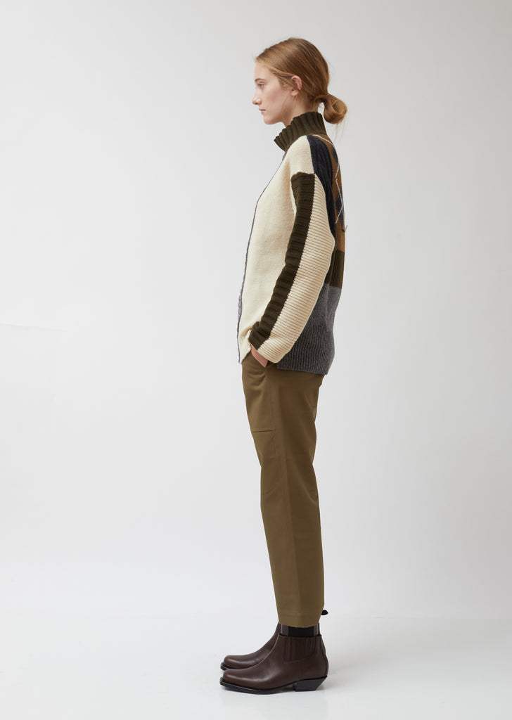 Patchwork Roll Neck Wool Sweater