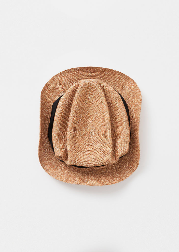 Boxed Hat  5.5 cm Paper Abaca — Bronze Gold x Black