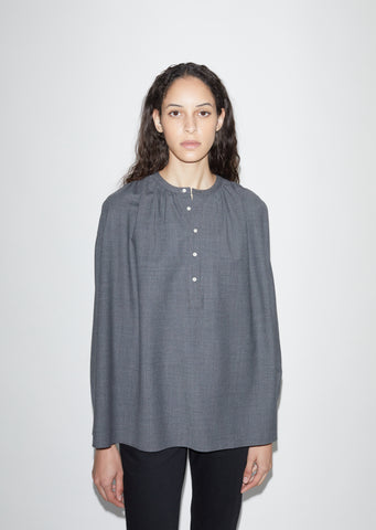 Gathered Wool Cupro Blouse