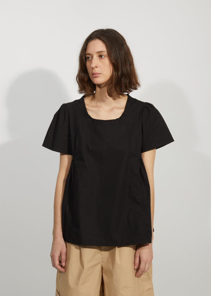 Cotton Poplin Side Pleated Top