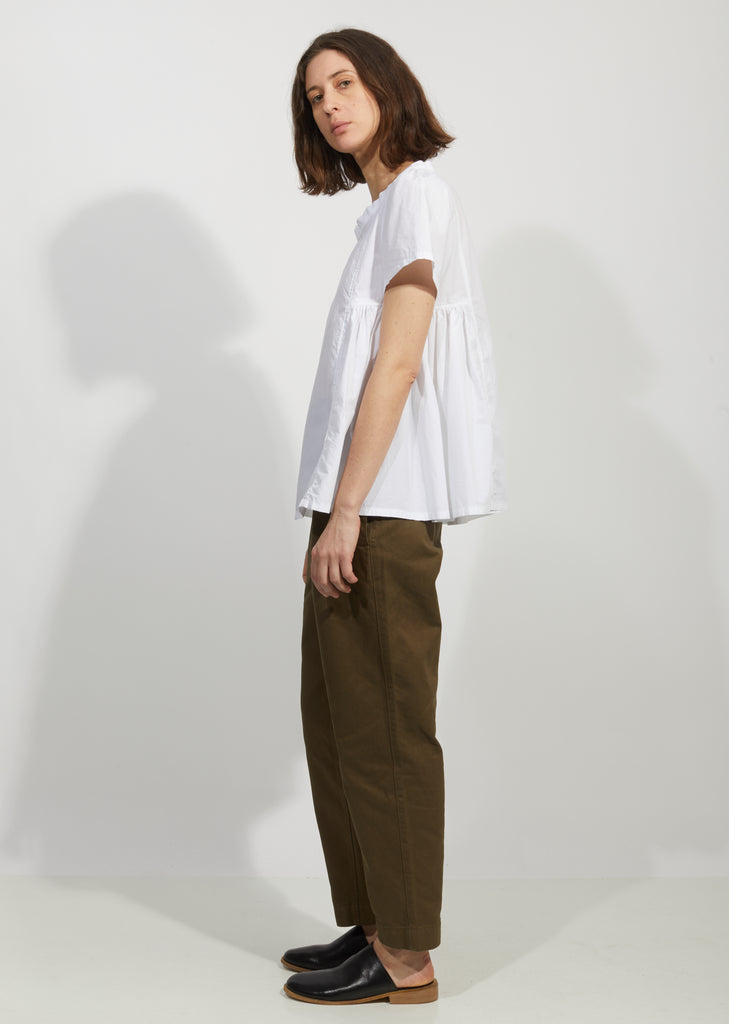 Cotton Poplin Side Pleated Top