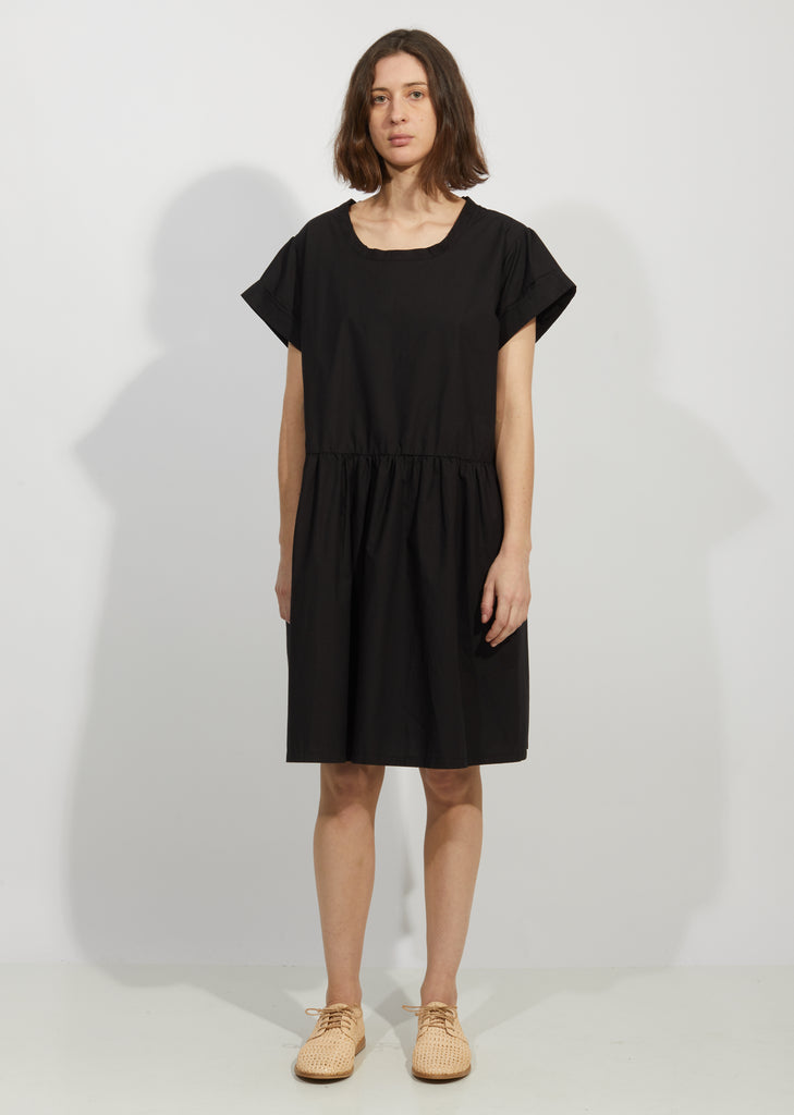 Cotton Poplin Pleated Sleeve Dress