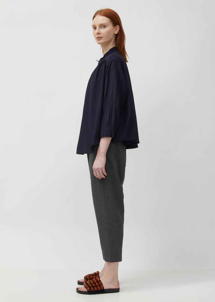 Shirred Cotton & Silk Blouse