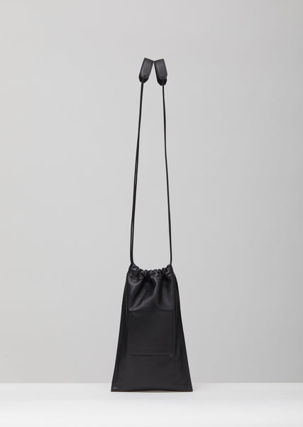 Jil Sander Leather Drawstring Bag - Black