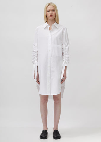 Gathered Sleeve Shirt Dress