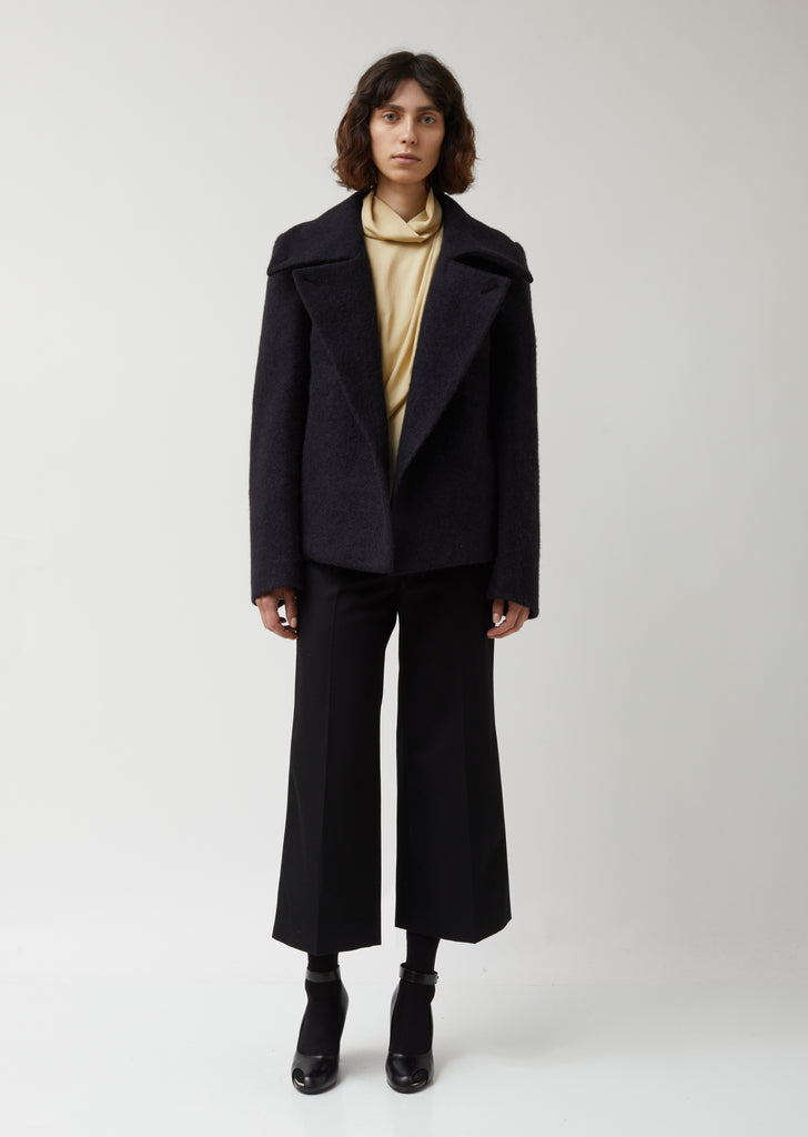 Soft Wool & Mohair Melton Fitted Blouson