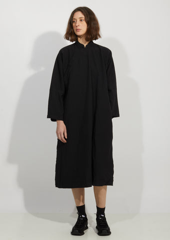 Garment Treated Oxford Mandarin Collar Dress