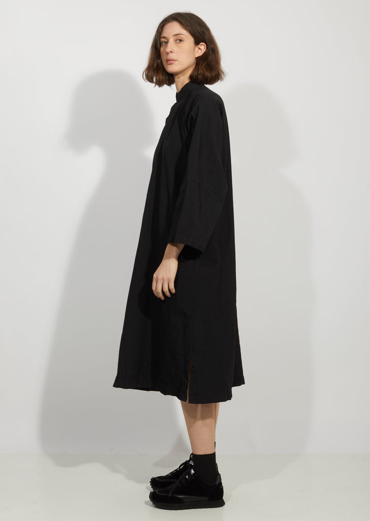 Garment Treated Oxford Mandarin Collar Dress