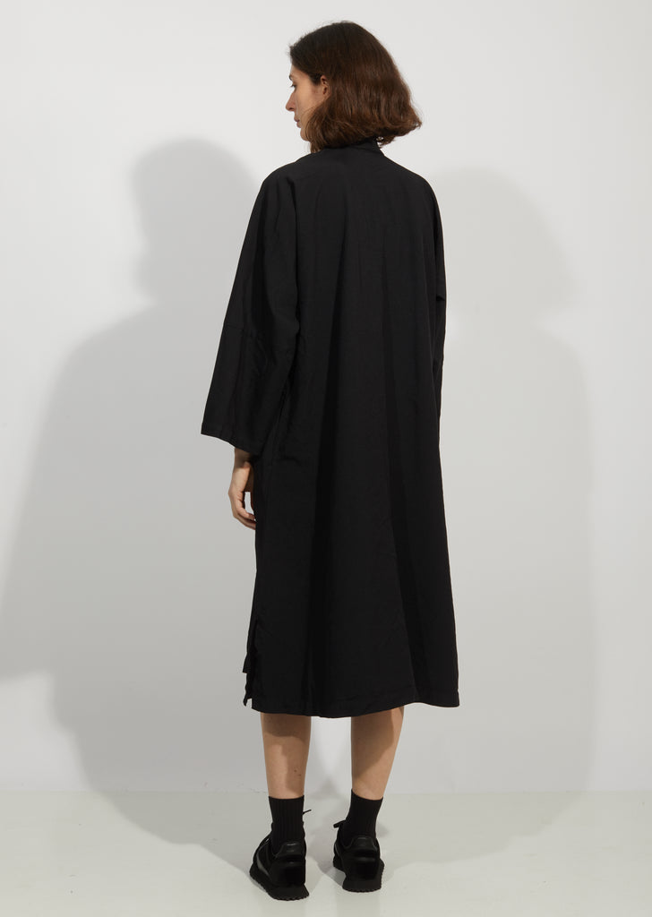Garment Treated Oxford Mandarin Collar Dress