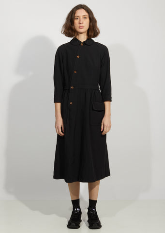 Garment Treated Oxford Asymetric Shirt Dress