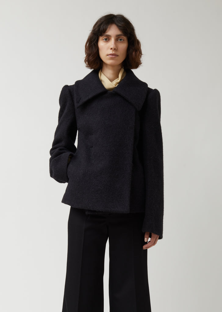 Soft Wool & Mohair Melton Fitted Blouson