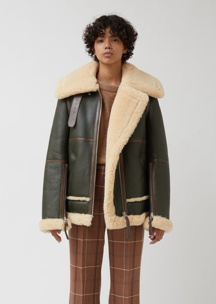 ジャケット Long Raf Shearling Jacket Acne Studios Women's' Long Raf Shearling Jacket in Green