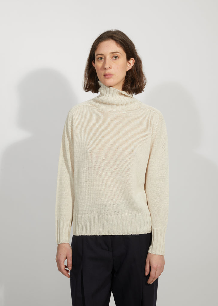 Linen & Cotton Wide Rollneck Sweater