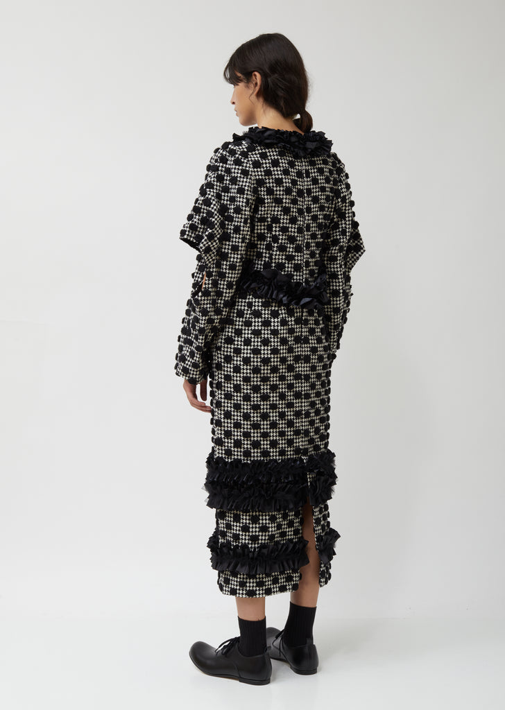 Wool Polyester Houndstooth Embroidery Polka Dot Dress