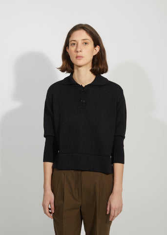 Linen & Wool Polo Sweater