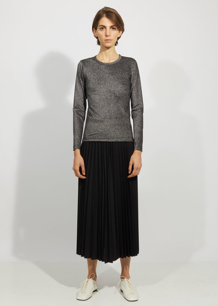 Cotton Polyester Lame Smooth Long Sleeve Top
