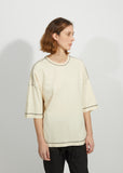 Che Oversized Wide Sleeve  Constrast Stitch Tee