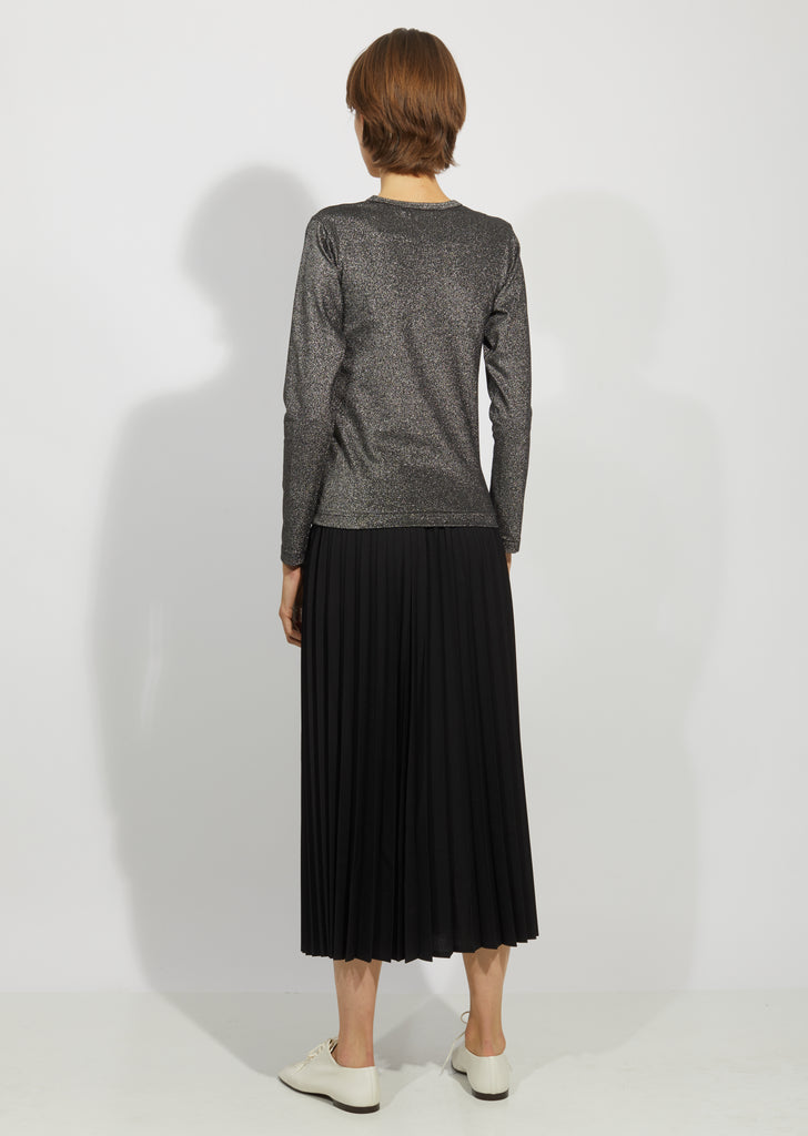 Cotton Polyester Lame Smooth Long Sleeve Top