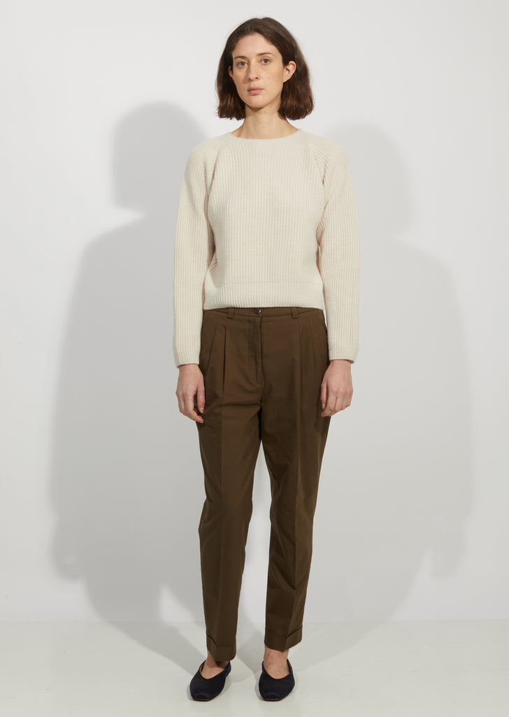 Wool & Cashmere Ribbed Crewneck Sweater