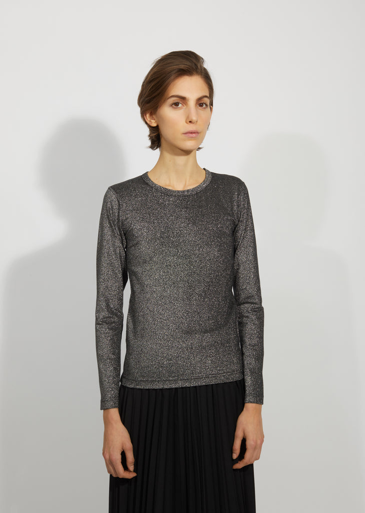 Cotton Polyester Lame Smooth Long Sleeve Top