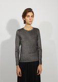 Cotton Polyester Lame Smooth Long Sleeve Top