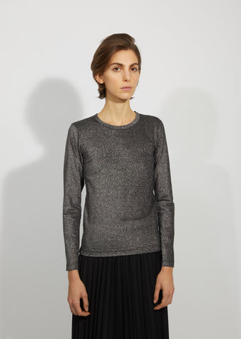 Cotton Polyester Lame Smooth Long Sleeve Top
