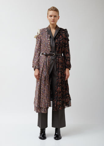 Wool Sharkskin x Flower Pattern Dress