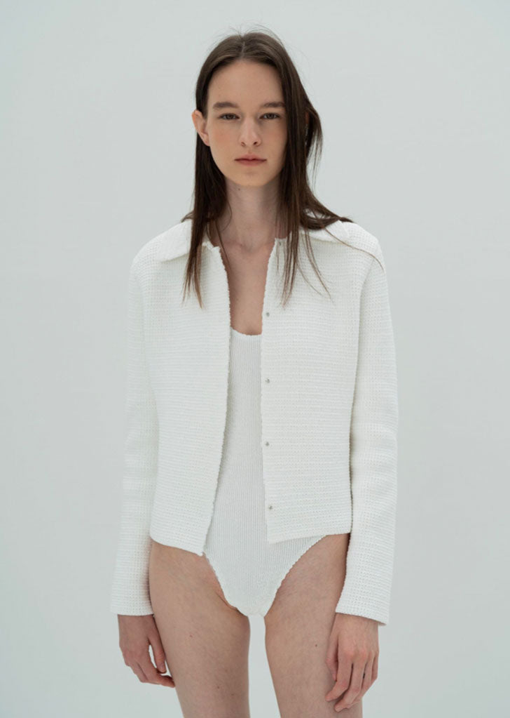 Collared Cardigan — White