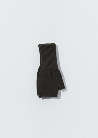 Felted Fingerless Gloves — Dark Olive