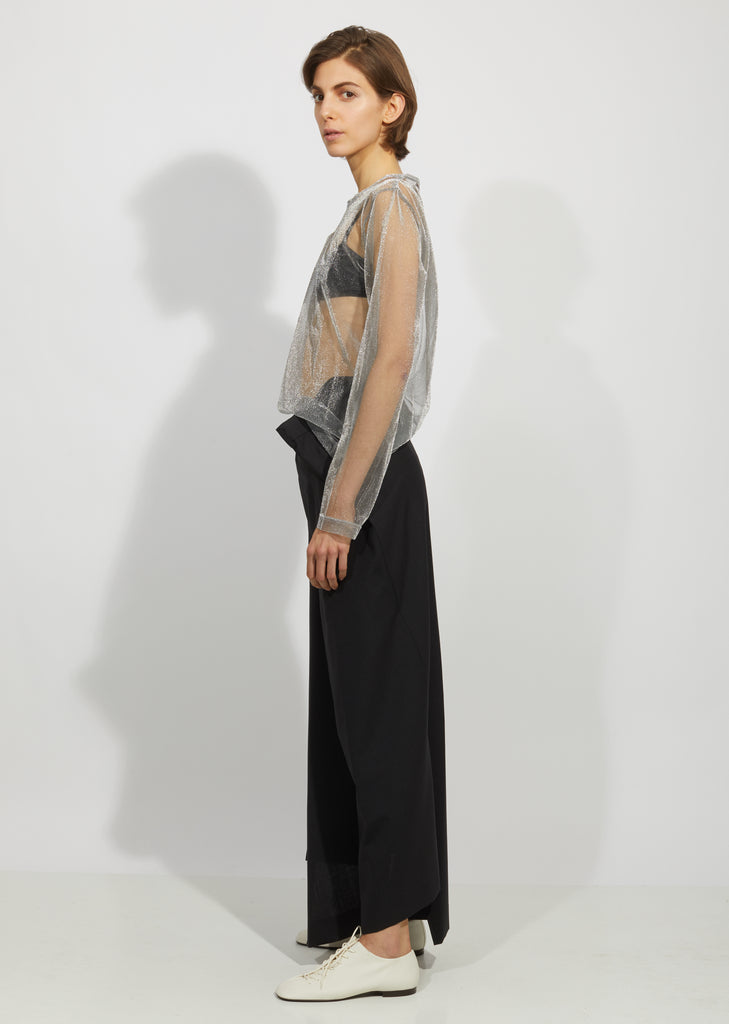 Wool Polyester Stripe Trousers