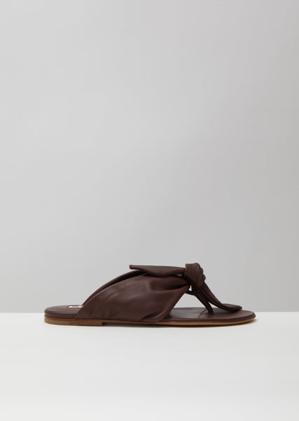 Knot Leather Flat Sandals – La Garçonne - Main Image