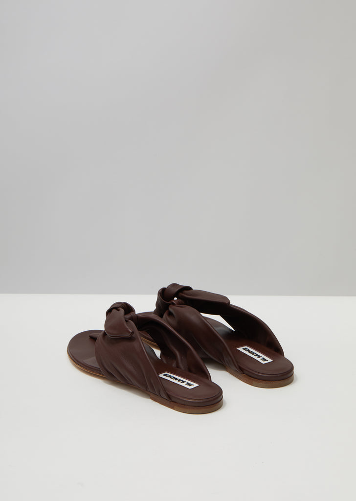 Knot Leather Flat Sandals