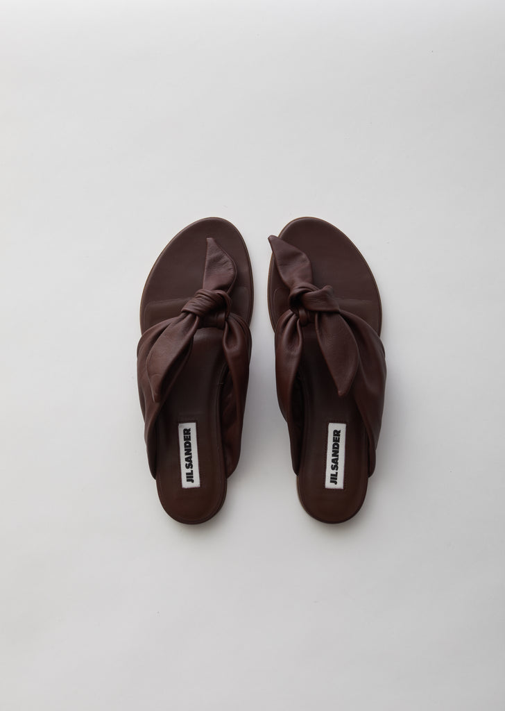 Knot Leather Flat Sandals