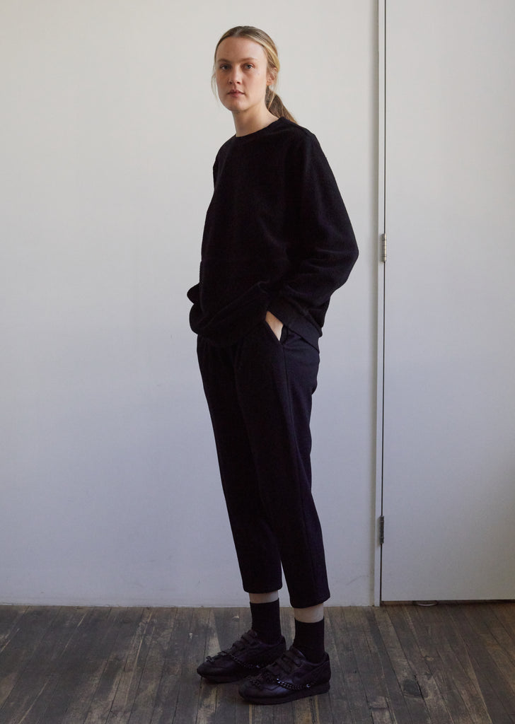 Cotton Fleece Crew-Neck Warm-Up Ls Pullover