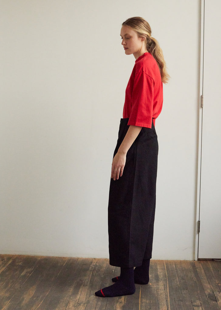 Women Stitched "Sashiko" Wide Straight Pants