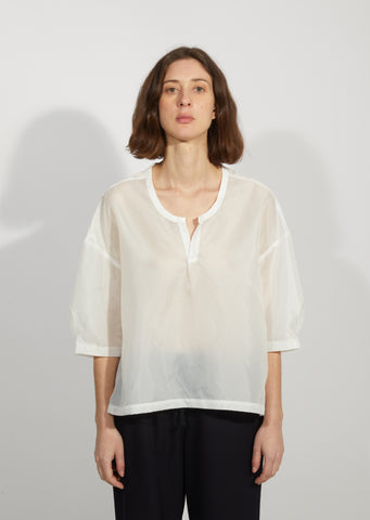 Garment Washed Taffeta V-Neck Blouse