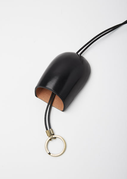 LEMAIRE◇Black Leather Triangle Keychain/キーホルダー/レザー/BLK