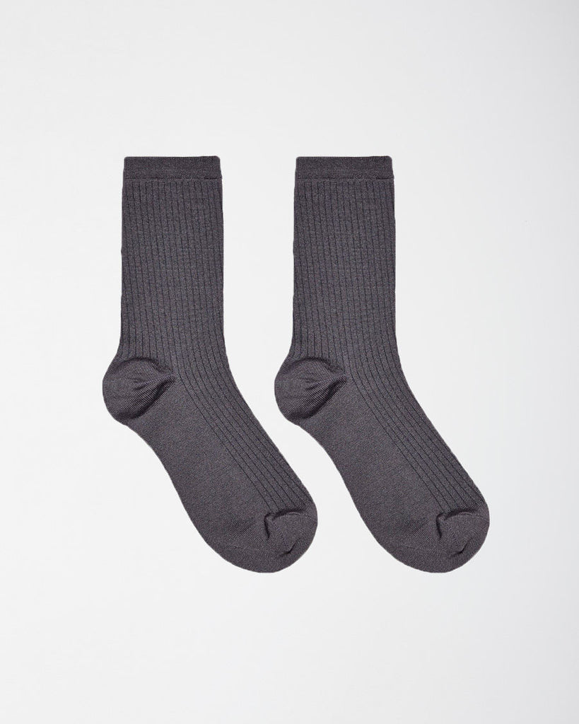 Silk Rib Crew Socks