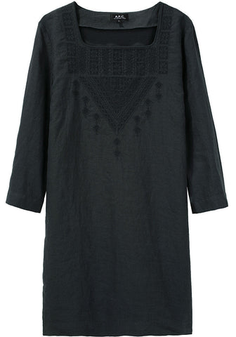 Embroidered Linen Dress