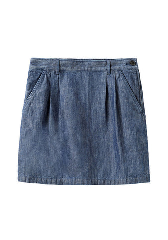 Front Pleat Denim Skirt