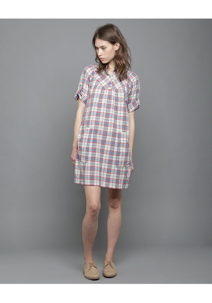 Plaid Gathered Yoke Dress