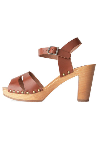 Wooden Heel Buckle Sandal