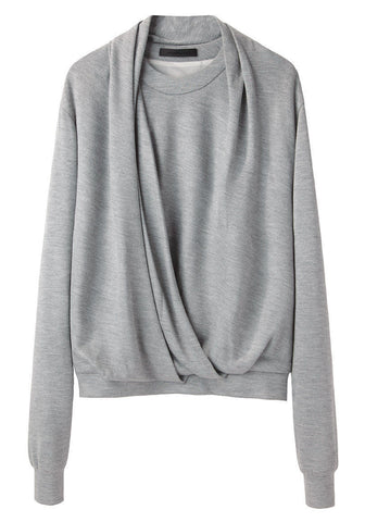 Draped Neck Sweatshirt