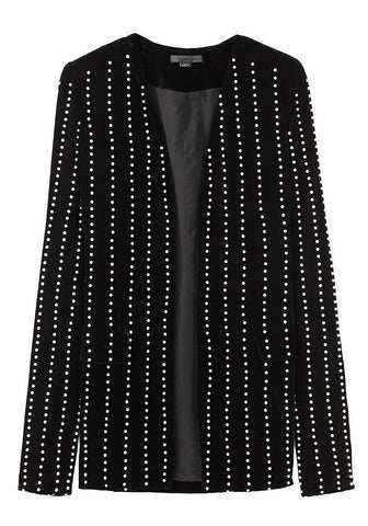 Velvet Collarless Blazer