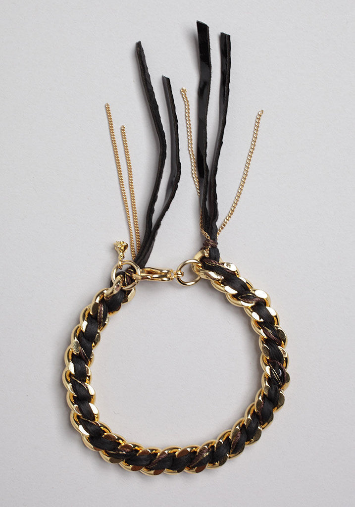 Leather & Silk Chain Bracelet