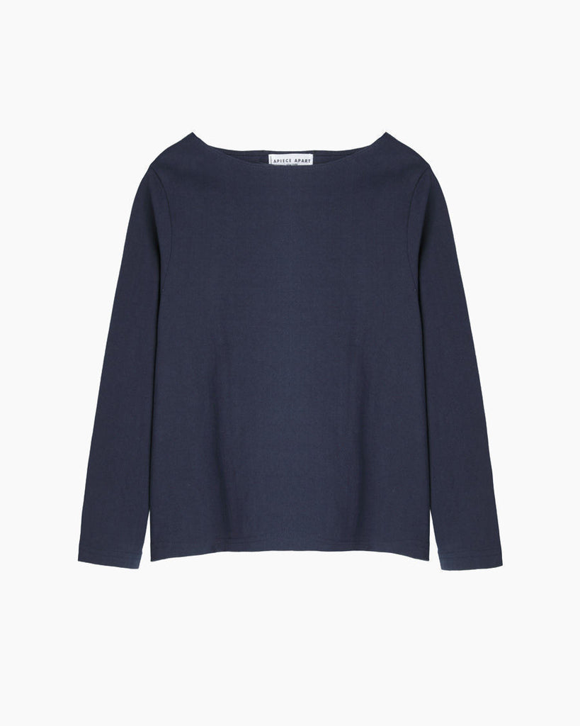 Cropped Quarter Sleeve Boatneck Tee