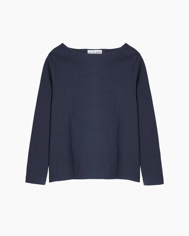 Cropped Quarter Sleeve Boatneck Tee