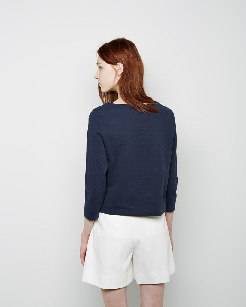 Cropped Quarter Sleeve Boatneck Tee